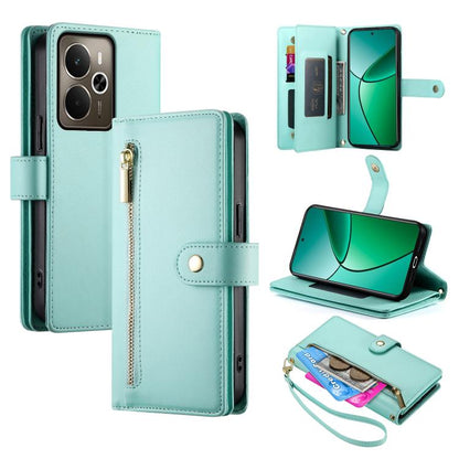 Nine Card-slot Zipper Wallet Bag Leather Phone Case, For Realme 16T 5G, For Realme C100 4G, For Realme 16 5G, For Realme C85 5G / Realme 15x 5G, For Realme C85 Pro 4G, For Realme 15T 5G, For Realme 15 5G / Realme 15 Pro 5G, For Realme 14 / Realme P3 5G...