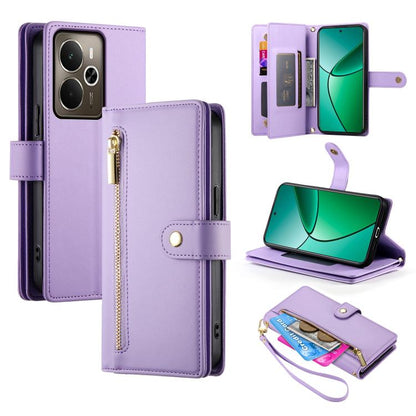 Nine Card-slot Zipper Wallet Bag Leather Phone Case, For Realme 16T 5G, For Realme C100 4G, For Realme 16 5G, For Realme C85 5G / Realme 15x 5G, For Realme C85 Pro 4G, For Realme 15T 5G, For Realme 15 5G / Realme 15 Pro 5G, For Realme 14 / Realme P3 5G...