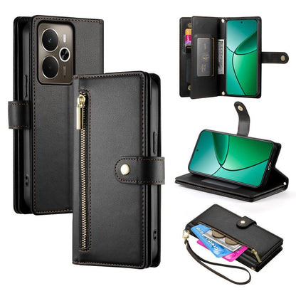 Nine Card-slot Zipper Wallet Bag Leather Phone Case, For Realme 16T 5G, For Realme C100 4G, For Realme 16 5G, For Realme C85 5G / Realme 15x 5G, For Realme C85 Pro 4G, For Realme 15T 5G, For Realme 15 5G / Realme 15 Pro 5G, For Realme 14 / Realme P3 5G...