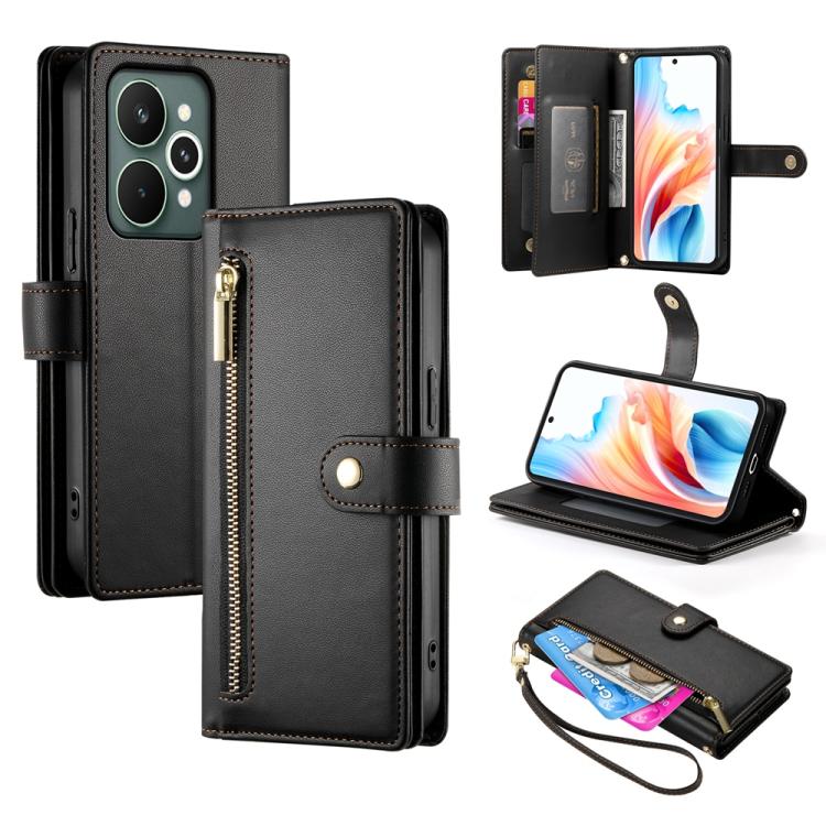 Nine Card-slot Zipper Wallet Bag Leather Phone Case, For Realme 16T 5G, For Realme C100 4G, For Realme 16 5G, For Realme C85 5G / Realme 15x 5G, For Realme C85 Pro 4G, For Realme 15T 5G, For Realme 15 5G / Realme 15 Pro 5G, For Realme 14 / Realme P3 5G...