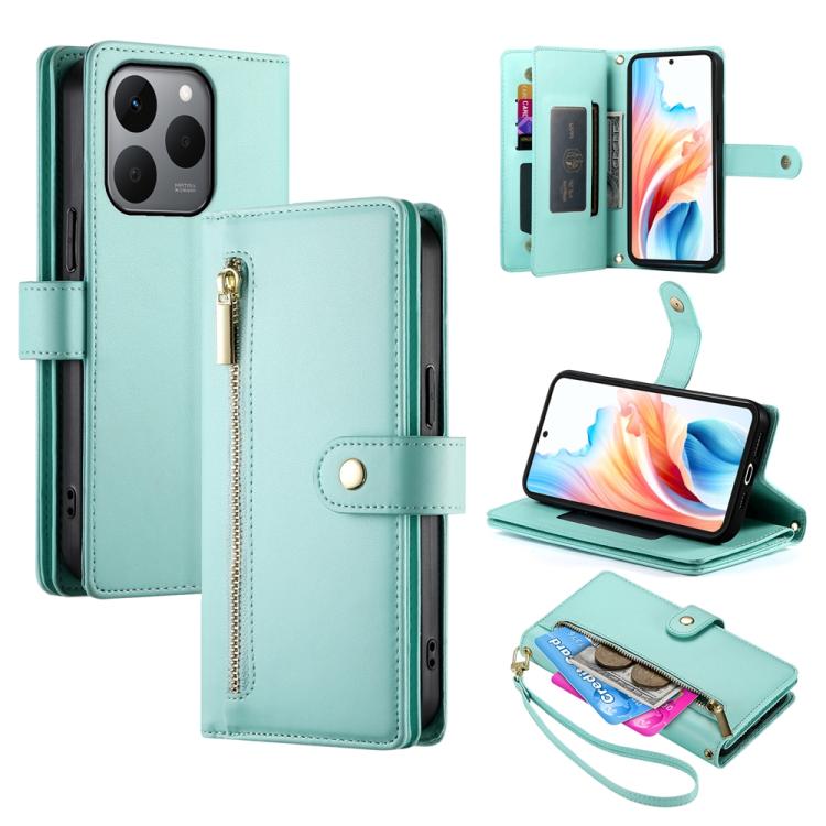 Nine Card-slot Zipper Wallet Bag Leather Phone Case, For Realme 16T 5G, For Realme C100 4G, For Realme 16 5G, For Realme C85 5G / Realme 15x 5G, For Realme C85 Pro 4G, For Realme 15T 5G, For Realme 15 5G / Realme 15 Pro 5G, For Realme 14 / Realme P3 5G...