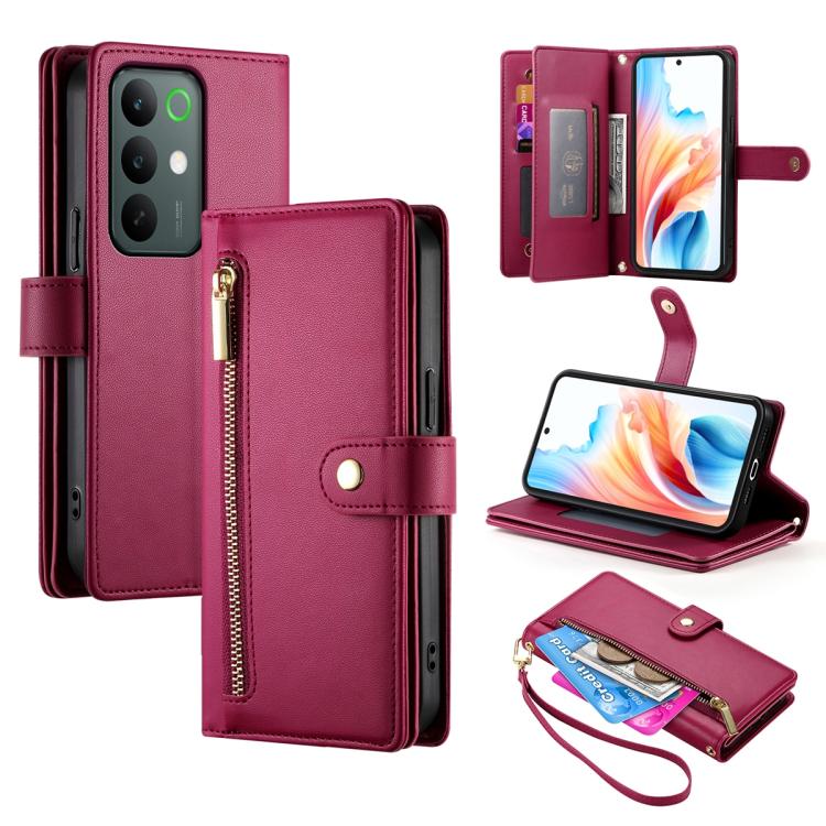 Nine Card-slot Zipper Wallet Bag Leather Phone Case, For Realme 16T 5G, For Realme C100 4G, For Realme 16 5G, For Realme C85 5G / Realme 15x 5G, For Realme C85 Pro 4G, For Realme 15T 5G, For Realme 15 5G / Realme 15 Pro 5G, For Realme 14 / Realme P3 5G...
