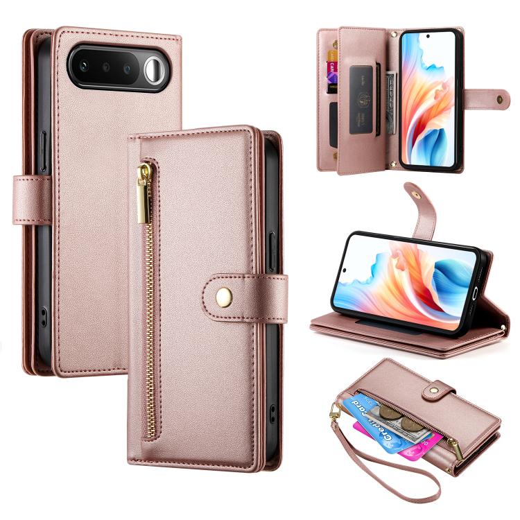 Nine Card-slot Zipper Wallet Bag Leather Phone Case, For Realme 16T 5G, For Realme C100 4G, For Realme 16 5G, For Realme C85 5G / Realme 15x 5G, For Realme C85 Pro 4G, For Realme 15T 5G, For Realme 15 5G / Realme 15 Pro 5G, For Realme 14 / Realme P3 5G...