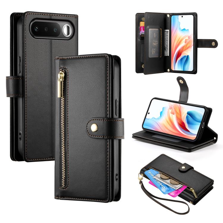 Nine Card-slot Zipper Wallet Bag Leather Phone Case, For Realme 16T 5G, For Realme C100 4G, For Realme 16 5G, For Realme C85 5G / Realme 15x 5G, For Realme C85 Pro 4G, For Realme 15T 5G, For Realme 15 5G / Realme 15 Pro 5G, For Realme 14 / Realme P3 5G...
