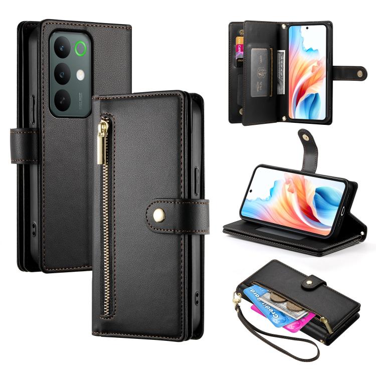 Nine Card-slot Zipper Wallet Bag Leather Phone Case, For Realme 16T 5G, For Realme C100 4G, For Realme 16 5G, For Realme C85 5G / Realme 15x 5G, For Realme C85 Pro 4G, For Realme 15T 5G, For Realme 15 5G / Realme 15 Pro 5G, For Realme 14 / Realme P3 5G...