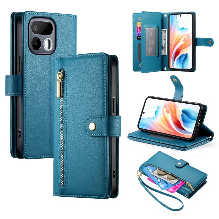Nine Card-slot Zipper Wallet Bag Leather Phone Case, For Realme 16T 5G, For Realme C100 4G, For Realme 16 5G, For Realme C85 5G / Realme 15x 5G, For Realme C85 Pro 4G, For Realme 15T 5G, For Realme 15 5G / Realme 15 Pro 5G, For Realme 14 / Realme P3 5G...