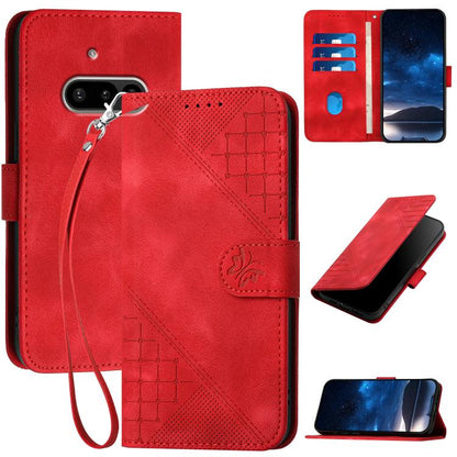 Grid Butterfly Embossed Pattern Leather Phone Case with Lanyard, For Nothing Phone 4a Pro, For Nothing Phone 4a, For Nothing Phone 3a, For Nothing Phone 3a Pro, For Nothing Phone 2a, For Nothing Phone 2, For Nothing Phone 1