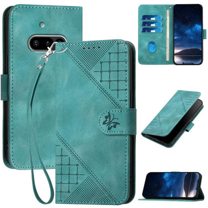 Grid Butterfly Embossed Pattern Leather Phone Case with Lanyard, For Nothing Phone 4a Pro, For Nothing Phone 4a, For Nothing Phone 3a, For Nothing Phone 3a Pro, For Nothing Phone 2a, For Nothing Phone 2, For Nothing Phone 1
