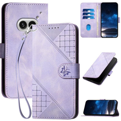 Grid Butterfly Embossed Pattern Leather Phone Case with Lanyard, For Nothing Phone 4a Pro, For Nothing Phone 4a, For Nothing Phone 3a, For Nothing Phone 3a Pro, For Nothing Phone 2a, For Nothing Phone 2, For Nothing Phone 1