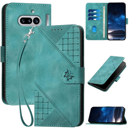 Grid Butterfly Embossed Pattern Leather Phone Case with Lanyard, For Nothing Phone 4a Pro, For Nothing Phone 4a, For Nothing Phone 3a, For Nothing Phone 3a Pro, For Nothing Phone 2a, For Nothing Phone 2, For Nothing Phone 1