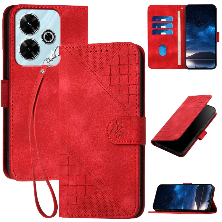 Grid Butterfly Embossed Pattern Leather Phone Case with Lanyard, For Redmi Note 14 5G, For Redmi Note 14 Pro+ 5G, For Redmi Note 14 Pro 5G, For Redmi 13, For Redmi Turbo 3, For Redmi Note 13R Pro / Poco X6 Neo, For Redmi A3, For Redmi Note 13 Pro 4G   ...