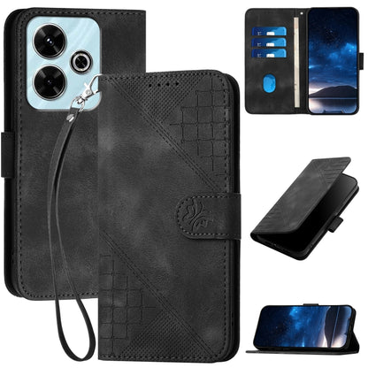 Grid Butterfly Embossed Pattern Leather Phone Case with Lanyard, For Redmi Note 14 5G, For Redmi Note 14 Pro+ 5G, For Redmi Note 14 Pro 5G, For Redmi 13, For Redmi Turbo 3, For Redmi Note 13R Pro / Poco X6 Neo, For Redmi A3, For Redmi Note 13 Pro 4G   ...
