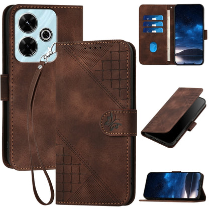 Grid Butterfly Embossed Pattern Leather Phone Case with Lanyard, For Redmi Note 14 5G, For Redmi Note 14 Pro+ 5G, For Redmi Note 14 Pro 5G, For Redmi 13, For Redmi Turbo 3, For Redmi Note 13R Pro / Poco X6 Neo, For Redmi A3, For Redmi Note 13 Pro 4G   ...
