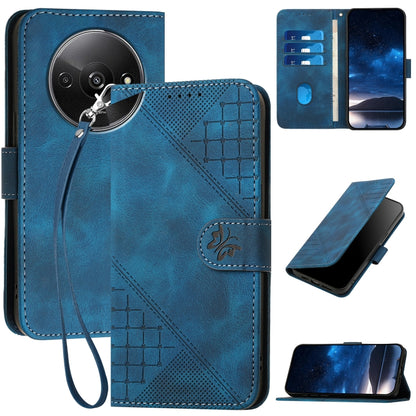 Grid Butterfly Embossed Pattern Leather Phone Case with Lanyard, For Redmi Note 14 5G, For Redmi Note 14 Pro+ 5G, For Redmi Note 14 Pro 5G, For Redmi 13, For Redmi Turbo 3, For Redmi Note 13R Pro / Poco X6 Neo, For Redmi A3, For Redmi Note 13 Pro 4G   ...