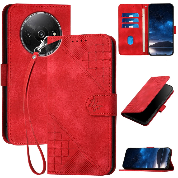 Grid Butterfly Embossed Pattern Leather Phone Case with Lanyard, For Redmi Note 14 5G, For Redmi Note 14 Pro+ 5G, For Redmi Note 14 Pro 5G, For Redmi 13, For Redmi Turbo 3, For Redmi Note 13R Pro / Poco X6 Neo, For Redmi A3, For Redmi Note 13 Pro 4G   ...