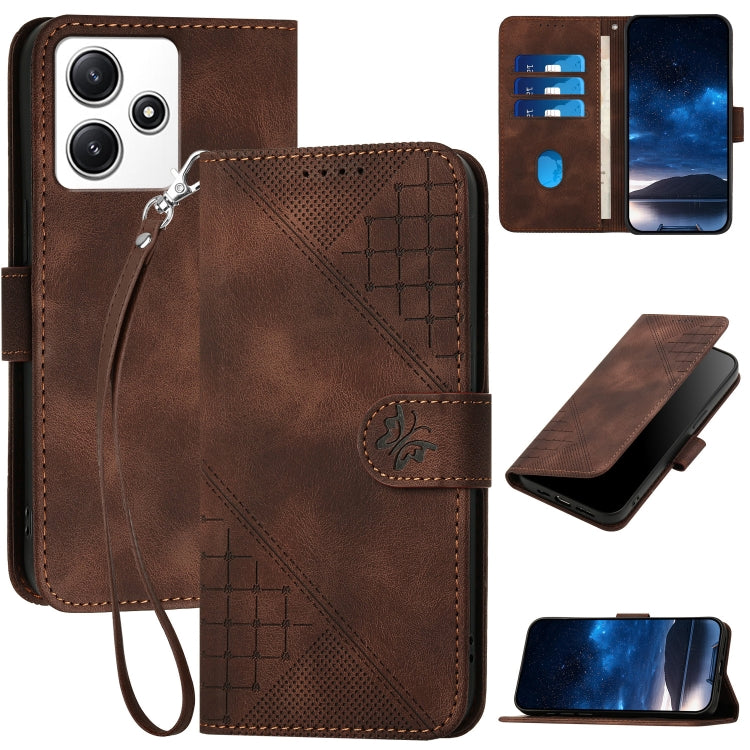 Grid Butterfly Embossed Pattern Leather Phone Case with Lanyard, For Redmi Note 14 5G, For Redmi Note 14 Pro+ 5G, For Redmi Note 14 Pro 5G, For Redmi 13, For Redmi Turbo 3, For Redmi Note 13R Pro / Poco X6 Neo, For Redmi A3, For Redmi Note 13 Pro 4G   ...