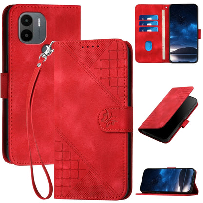 Grid Butterfly Embossed Pattern Leather Phone Case with Lanyard, For Redmi Note 12 Turbo / Xiaomi Poco F5, For Redmi Note 12s, For Redmi Note 12 Pro, For Redmi Note 12 4G, For Redmi Note 12 Pro+, For Redmi Note 12 5G, For Redmi A1+, For Redmi K50 Ultra...