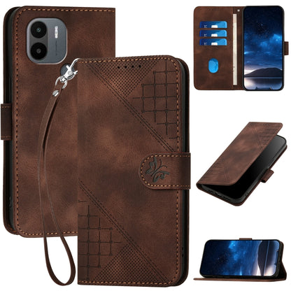 Grid Butterfly Embossed Pattern Leather Phone Case with Lanyard, For Redmi Note 12 Turbo / Xiaomi Poco F5, For Redmi Note 12s, For Redmi Note 12 Pro, For Redmi Note 12 4G, For Redmi Note 12 Pro+, For Redmi Note 12 5G, For Redmi A1+, For Redmi K50 Ultra...