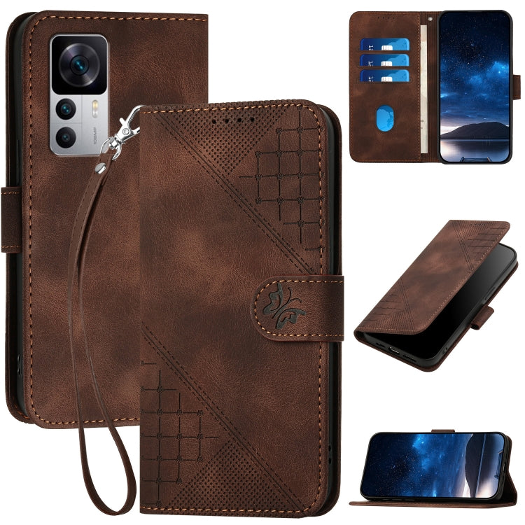 Grid Butterfly Embossed Pattern Leather Phone Case with Lanyard, For Redmi Note 12 Turbo / Xiaomi Poco F5, For Redmi Note 12s, For Redmi Note 12 Pro, For Redmi Note 12 4G, For Redmi Note 12 Pro+, For Redmi Note 12 5G, For Redmi A1+, For Redmi K50 Ultra...