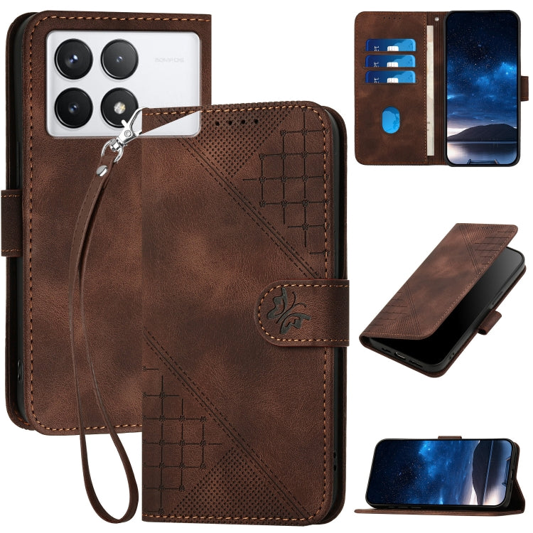 Grid Butterfly Embossed Pattern Leather Phone Case with Lanyard, For Redmi Note 14 5G, For Redmi Note 14 Pro+ 5G, For Redmi Note 14 Pro 5G, For Redmi 13, For Redmi Turbo 3, For Redmi Note 13R Pro / Poco X6 Neo, For Redmi A3, For Redmi Note 13 Pro 4G   ...