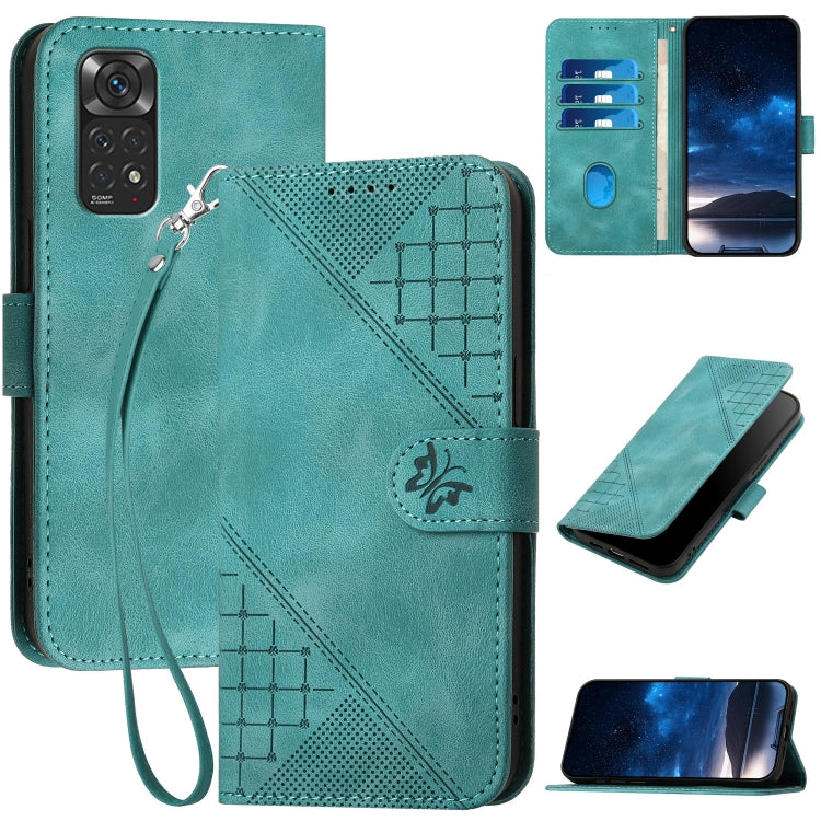 Grid Butterfly Embossed Pattern Leather Phone Case with Lanyard, For Redmi Note 12 Turbo / Xiaomi Poco F5, For Redmi Note 12s, For Redmi Note 12 Pro, For Redmi Note 12 4G, For Redmi Note 12 Pro+, For Redmi Note 12 5G, For Redmi A1+, For Redmi K50 Ultra...