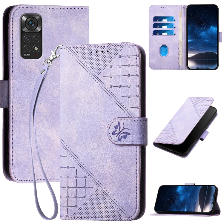 Grid Butterfly Embossed Pattern Leather Phone Case with Lanyard, For Redmi Note 12 Turbo / Xiaomi Poco F5, For Redmi Note 12s, For Redmi Note 12 Pro, For Redmi Note 12 4G, For Redmi Note 12 Pro+, For Redmi Note 12 5G, For Redmi A1+, For Redmi K50 Ultra...