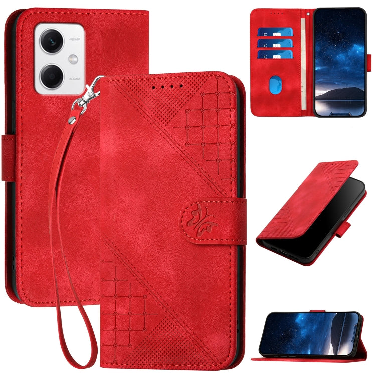 Grid Butterfly Embossed Pattern Leather Phone Case with Lanyard, For Redmi Note 12 Turbo / Xiaomi Poco F5, For Redmi Note 12s, For Redmi Note 12 Pro, For Redmi Note 12 4G, For Redmi Note 12 Pro+, For Redmi Note 12 5G, For Redmi A1+, For Redmi K50 Ultra...