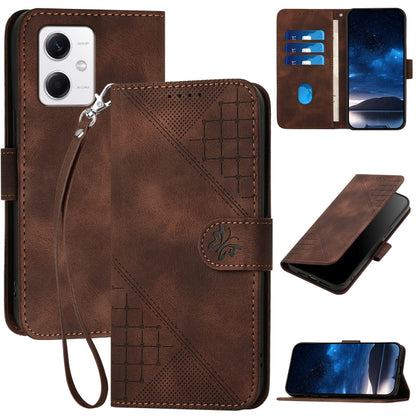 Grid Butterfly Embossed Pattern Leather Phone Case with Lanyard, For Redmi Note 12 Turbo / Xiaomi Poco F5, For Redmi Note 12s, For Redmi Note 12 Pro, For Redmi Note 12 4G, For Redmi Note 12 Pro+, For Redmi Note 12 5G, For Redmi A1+, For Redmi K50 Ultra...