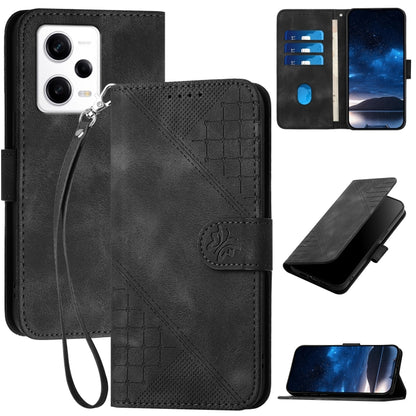 Grid Butterfly Embossed Pattern Leather Phone Case with Lanyard, For Redmi Note 12 Turbo / Xiaomi Poco F5, For Redmi Note 12s, For Redmi Note 12 Pro, For Redmi Note 12 4G, For Redmi Note 12 Pro+, For Redmi Note 12 5G, For Redmi A1+, For Redmi K50 Ultra...