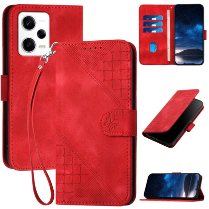 Grid Butterfly Embossed Pattern Leather Phone Case with Lanyard, For Redmi Note 12 Turbo / Xiaomi Poco F5, For Redmi Note 12s, For Redmi Note 12 Pro, For Redmi Note 12 4G, For Redmi Note 12 Pro+, For Redmi Note 12 5G, For Redmi A1+, For Redmi K50 Ultra...