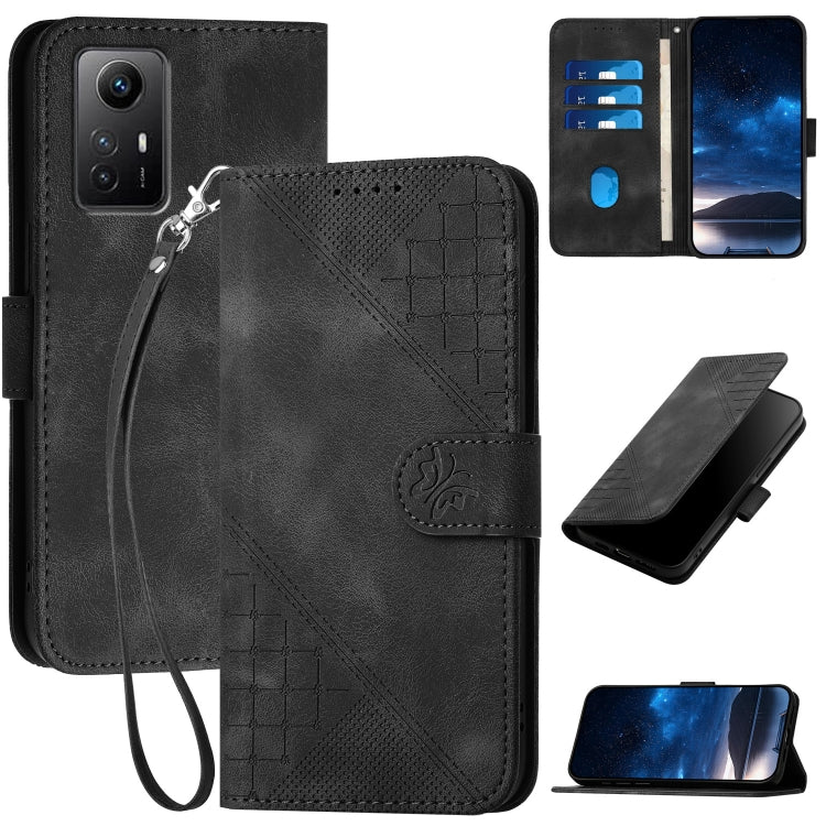 Grid Butterfly Embossed Pattern Leather Phone Case with Lanyard, For Redmi Note 12 Turbo / Xiaomi Poco F5, For Redmi Note 12s, For Redmi Note 12 Pro, For Redmi Note 12 4G, For Redmi Note 12 Pro+, For Redmi Note 12 5G, For Redmi A1+, For Redmi K50 Ultra...