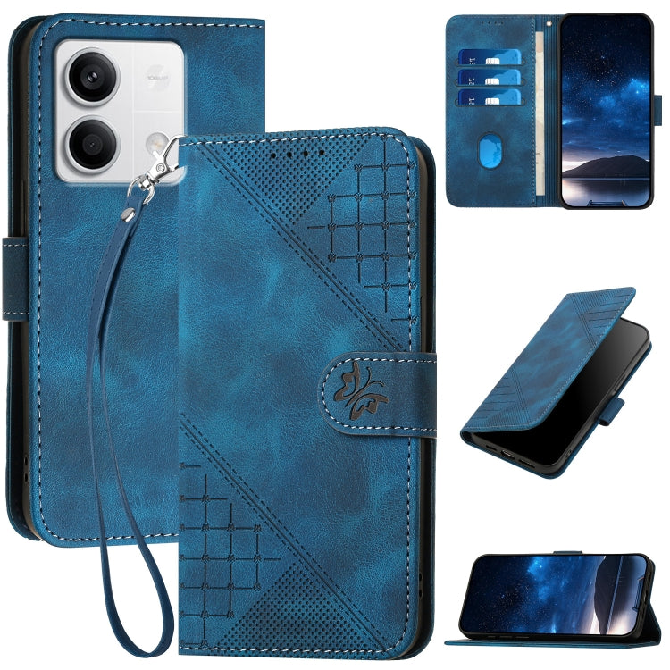 Grid Butterfly Embossed Pattern Leather Phone Case with Lanyard, For Redmi Note 14 5G, For Redmi Note 14 Pro+ 5G, For Redmi Note 14 Pro 5G, For Redmi 13, For Redmi Turbo 3, For Redmi Note 13R Pro / Poco X6 Neo, For Redmi A3, For Redmi Note 13 Pro 4G   ...