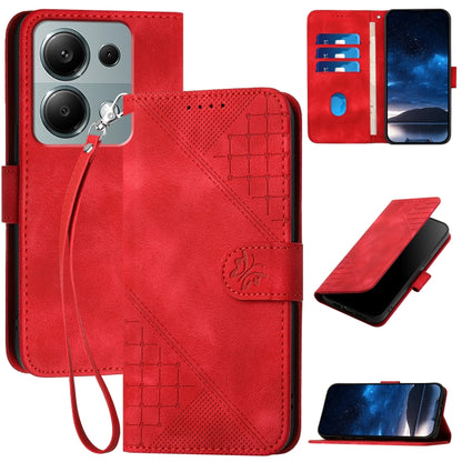 Grid Butterfly Embossed Pattern Leather Phone Case with Lanyard, For Redmi Note 14 5G, For Redmi Note 14 Pro+ 5G, For Redmi Note 14 Pro 5G, For Redmi 13, For Redmi Turbo 3, For Redmi Note 13R Pro / Poco X6 Neo, For Redmi A3, For Redmi Note 13 Pro 4G   ...