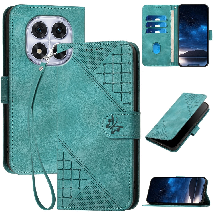 Grid Butterfly Embossed Pattern Leather Phone Case with Lanyard, For Redmi Note 14 5G, For Redmi Note 14 Pro+ 5G, For Redmi Note 14 Pro 5G, For Redmi 13, For Redmi Turbo 3, For Redmi Note 13R Pro / Poco X6 Neo, For Redmi A3, For Redmi Note 13 Pro 4G   ...