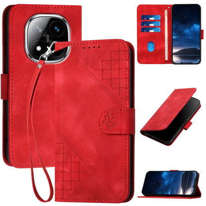 Grid Butterfly Embossed Pattern Leather Phone Case with Lanyard, For Redmi Note 14 5G, For Redmi Note 14 Pro+ 5G, For Redmi Note 14 Pro 5G, For Redmi 13, For Redmi Turbo 3, For Redmi Note 13R Pro / Poco X6 Neo, For Redmi A3, For Redmi Note 13 Pro 4G   ...