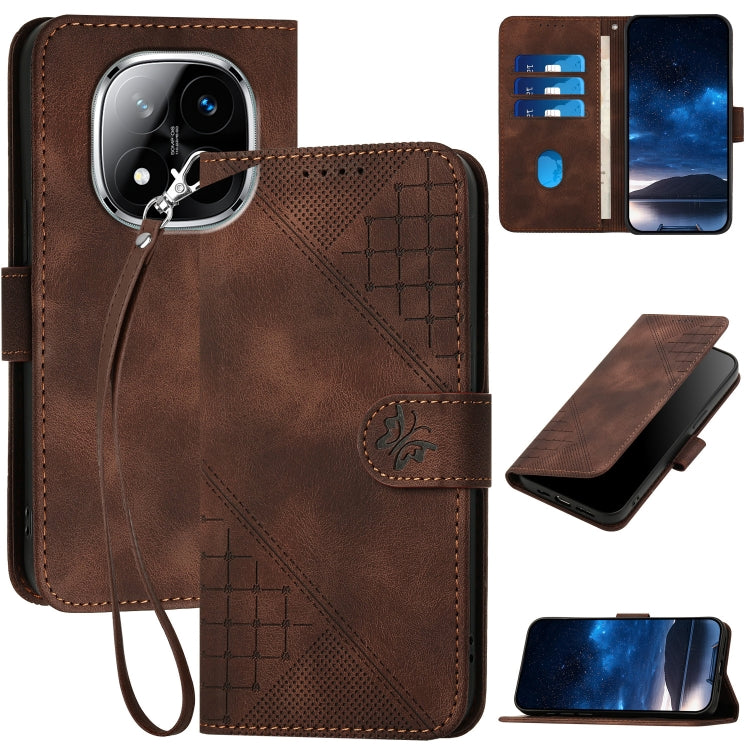 Grid Butterfly Embossed Pattern Leather Phone Case with Lanyard, For Redmi Note 14 5G, For Redmi Note 14 Pro+ 5G, For Redmi Note 14 Pro 5G, For Redmi 13, For Redmi Turbo 3, For Redmi Note 13R Pro / Poco X6 Neo, For Redmi A3, For Redmi Note 13 Pro 4G   ...