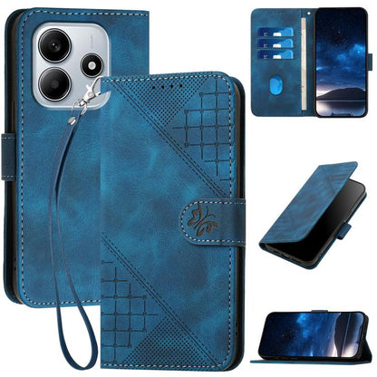 Grid Butterfly Embossed Pattern Leather Phone Case with Lanyard, For Redmi A7 Pro 171mm / Poco C85x 5G, For Redmi Turbo 5 Max / Poco X8 Pro Max, For Redmi Turbo 5 5G / Poco X8 Pro 5G, For Redmi Note 15 4G / 5G 164mm / Poco M8 5G                        ...