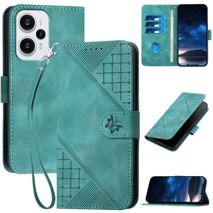 Grid Butterfly Embossed Pattern Leather Phone Case with Lanyard, For Redmi Note 12 Turbo / Xiaomi Poco F5, For Redmi Note 12s, For Redmi Note 12 Pro, For Redmi Note 12 4G, For Redmi Note 12 Pro+, For Redmi Note 12 5G, For Redmi A1+, For Redmi K50 Ultra...