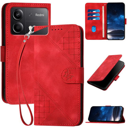 Grid Butterfly Embossed Pattern Leather Phone Case with Lanyard, For Redmi Note 14 5G, For Redmi Note 14 Pro+ 5G, For Redmi Note 14 Pro 5G, For Redmi 13, For Redmi Turbo 3, For Redmi Note 13R Pro / Poco X6 Neo, For Redmi A3, For Redmi Note 13 Pro 4G   ...