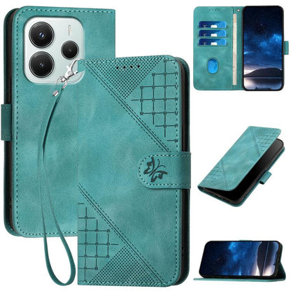 Grid Butterfly Embossed Pattern Leather Phone Case with Lanyard, For Redmi A7 Pro 171mm / Poco C85x 5G, For Redmi Turbo 5 Max / Poco X8 Pro Max, For Redmi Turbo 5 5G / Poco X8 Pro 5G, For Redmi Note 15 4G / 5G 164mm / Poco M8 5G                        ...