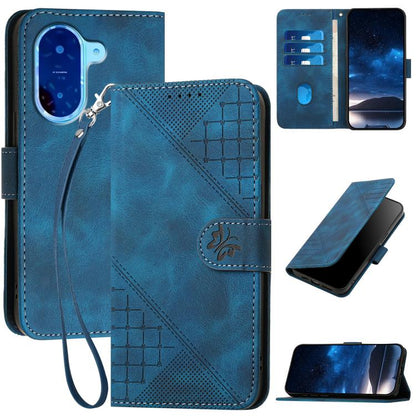 Grid Butterfly Embossed Pattern Leather Phone Case with Lanyard, For Redmi A7 Pro 171mm / Poco C85x 5G, For Redmi Turbo 5 Max / Poco X8 Pro Max, For Redmi Turbo 5 5G / Poco X8 Pro 5G, For Redmi Note 15 4G / 5G 164mm / Poco M8 5G                        ...