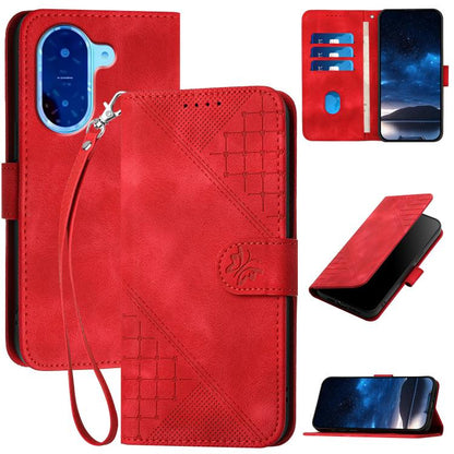 Grid Butterfly Embossed Pattern Leather Phone Case with Lanyard, For Redmi A7 Pro 171mm / Poco C85x 5G, For Redmi Turbo 5 Max / Poco X8 Pro Max, For Redmi Turbo 5 5G / Poco X8 Pro 5G, For Redmi Note 15 4G / 5G 164mm / Poco M8 5G                        ...