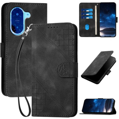Grid Butterfly Embossed Pattern Leather Phone Case with Lanyard, For Redmi A7 Pro 171mm / Poco C85x 5G, For Redmi Turbo 5 Max / Poco X8 Pro Max, For Redmi Turbo 5 5G / Poco X8 Pro 5G, For Redmi Note 15 4G / 5G 164mm / Poco M8 5G                        ...