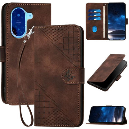 Grid Butterfly Embossed Pattern Leather Phone Case with Lanyard, For Redmi A7 Pro 171mm / Poco C85x 5G, For Redmi Turbo 5 Max / Poco X8 Pro Max, For Redmi Turbo 5 5G / Poco X8 Pro 5G, For Redmi Note 15 4G / 5G 164mm / Poco M8 5G                        ...