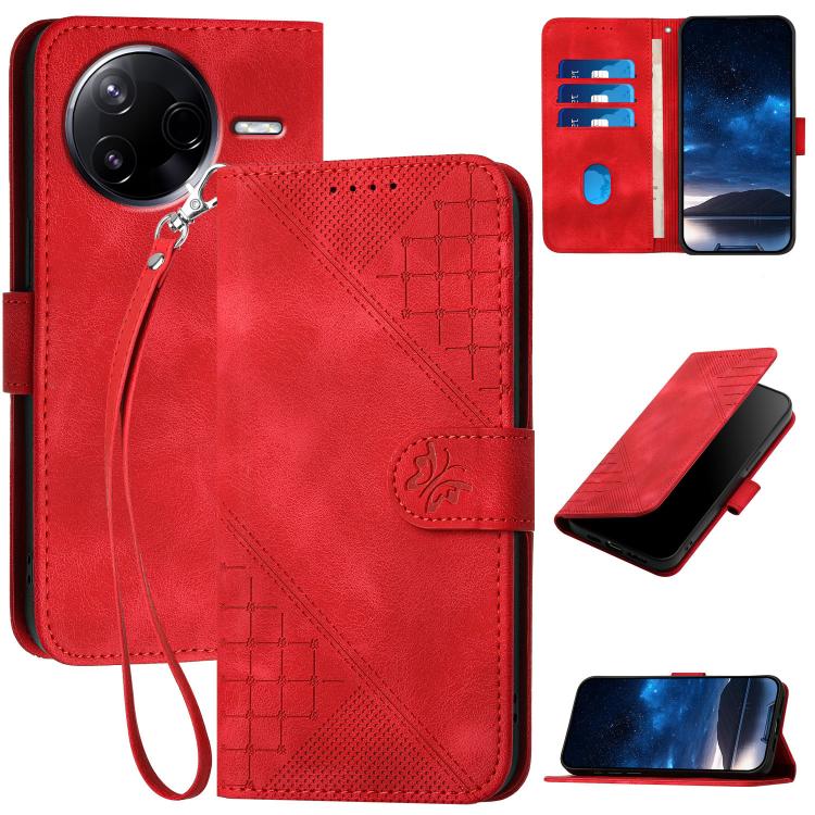 Grid Butterfly Embossed Pattern Leather Phone Case with Lanyard, For Redmi A7 Pro 171mm / Poco C85x 5G, For Redmi Turbo 5 Max / Poco X8 Pro Max, For Redmi Turbo 5 5G / Poco X8 Pro 5G, For Redmi Note 15 4G / 5G 164mm / Poco M8 5G                        ...