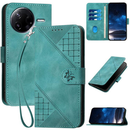 Grid Butterfly Embossed Pattern Leather Phone Case with Lanyard, For Redmi A7 Pro 171mm / Poco C85x 5G, For Redmi Turbo 5 Max / Poco X8 Pro Max, For Redmi Turbo 5 5G / Poco X8 Pro 5G, For Redmi Note 15 4G / 5G 164mm / Poco M8 5G                        ...