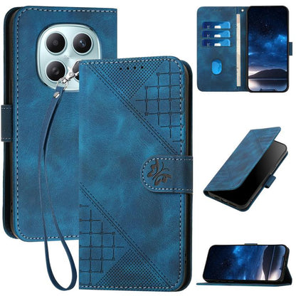 Grid Butterfly Embossed Pattern Leather Phone Case with Lanyard, For Redmi A7 Pro 171mm / Poco C85x 5G, For Redmi Turbo 5 Max / Poco X8 Pro Max, For Redmi Turbo 5 5G / Poco X8 Pro 5G, For Redmi Note 15 4G / 5G 164mm / Poco M8 5G                        ...