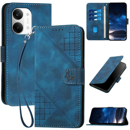 Grid Butterfly Embossed Pattern Leather Phone Case with Lanyard, For Redmi A7 Pro 171mm / Poco C85x 5G, For Redmi Turbo 5 Max / Poco X8 Pro Max, For Redmi Turbo 5 5G / Poco X8 Pro 5G, For Redmi Note 15 4G / 5G 164mm / Poco M8 5G                        ...