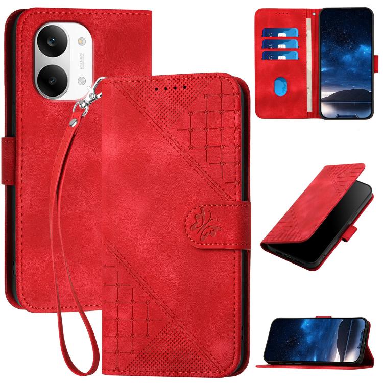 Grid Butterfly Embossed Pattern Leather Phone Case with Lanyard, For Redmi A7 Pro 171mm / Poco C85x 5G, For Redmi Turbo 5 Max / Poco X8 Pro Max, For Redmi Turbo 5 5G / Poco X8 Pro 5G, For Redmi Note 15 4G / 5G 164mm / Poco M8 5G                        ...