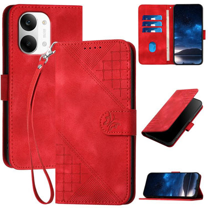 Grid Butterfly Embossed Pattern Leather Phone Case with Lanyard, For Redmi A7 Pro 171mm / Poco C85x 5G, For Redmi Turbo 5 Max / Poco X8 Pro Max, For Redmi Turbo 5 5G / Poco X8 Pro 5G, For Redmi Note 15 4G / 5G 164mm / Poco M8 5G                        ...